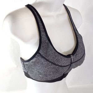 Victorias Secret VSX Sports Bra 34C Underwire Padded Zip Front Racerback Gray